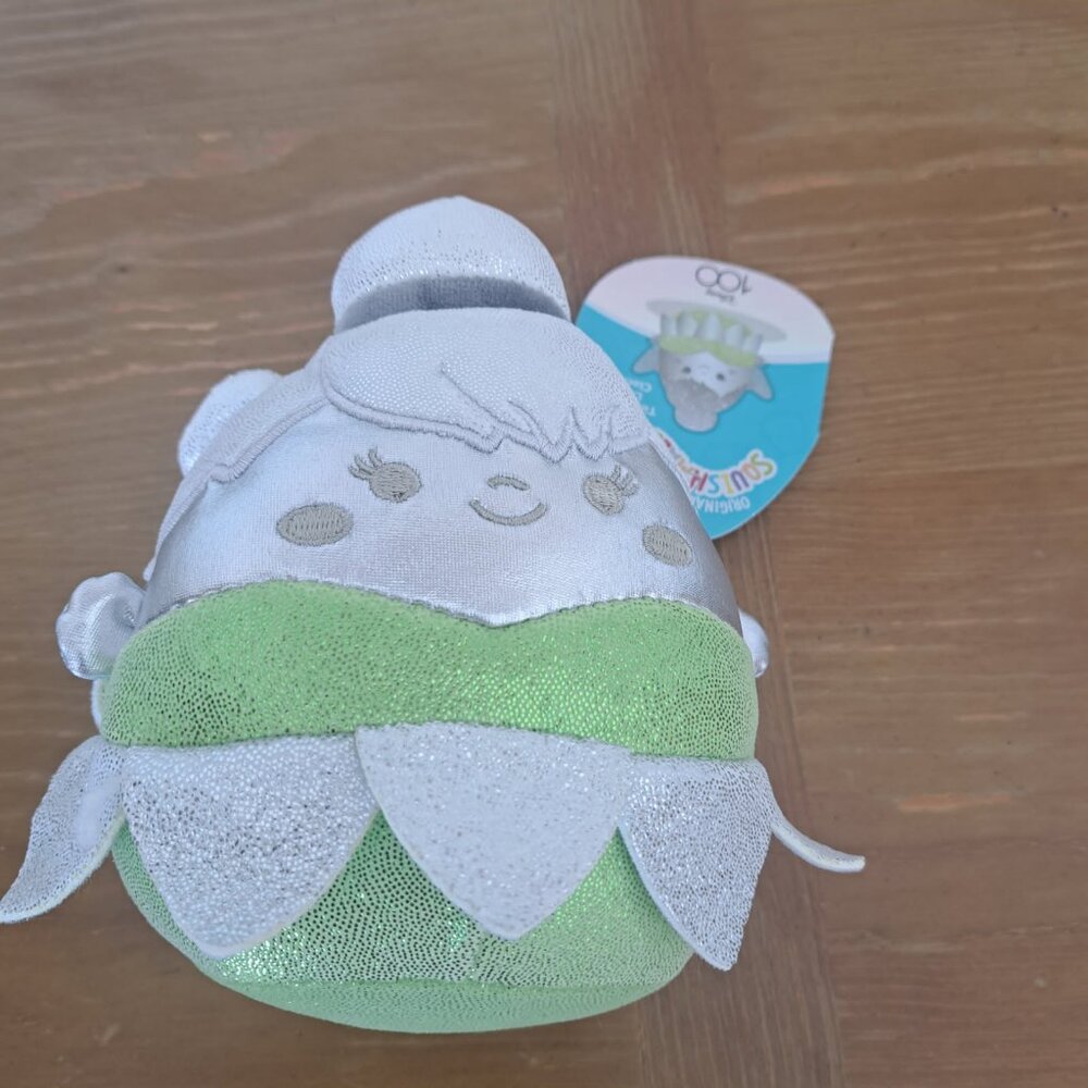 Squishmallow Tinkerbell Disney 100 silver green clip NWT plush